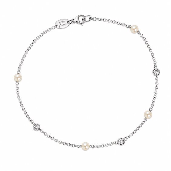 Bracelet Lo Scrigno Gioielli Woman in Gold BRACCIALE PERLE E ZIRCONI - BRACCIALE PERLE E ZIRCONI